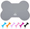 SUPERDESIGN Dog Food Mat Bowl Mat for Floors Waterproof Silicone Cat Dog Feeding Mat for Food and Water Pet Placemat Non Spill Puppy Dish Tray Non Slip Bone Shaped Small Medium Large Gray