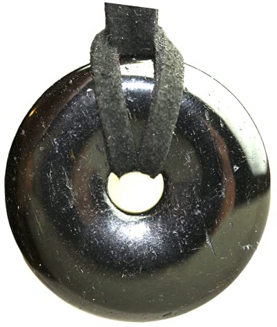 Steinfixx® - Premium Turmalin Donut A+ Qualität optional als Kette mit Silber- oder Goldanhänger und 80cm Lederband | Heilstein | Edelstein | Chakra-Stein