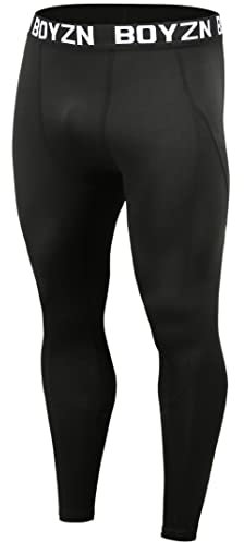 Boyzn 1er Pack Kompressionshose Herren, Sport Leggings Männer Atmungsaktiv Fitness Strumpfhosen, Funktionswäsche Tight Lang Unterhose, Laufhose Trainingstights für Fitness Gym Joggen Black-XL