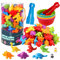 ANTOPM 58Pcs Counting Dinosaur Toys Set Matching Game with Sorting Bowls,Color Sorting and Sensory Preschool Educational Learning Toys,Montessori Math Skills Games Toys for Toddlers 3+ Years Old