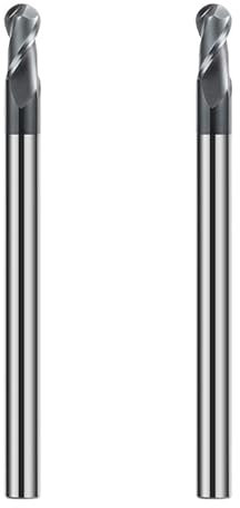 CREEYA 2 Piezas Fresa de punta redonda de metal duro 6mm, 2 dientes/2 Flautas CNC Fresas, HRC 55, Negro AlTiN revestimiento,Fresa de cabeza redonda 6mm Para Acero Metal Madera Plásticos (Ø 6mm)