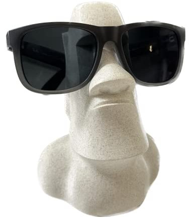 LAYERSMITH® MOAI Brillenhalter in Farbe Sandstein [MADE IN GERMANY] Brillenständer aus Biokunststoff | Schreibtisch Dekoration | Geschenkidee | Dekoration & Ordnung zu Hause