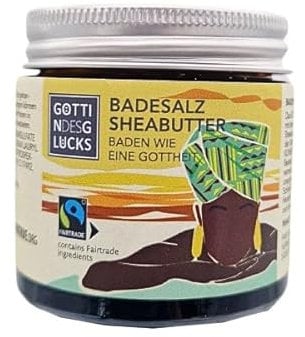 Göttin des Glücks Badesalz im Glas – Badezusatz Sheabutter – Badekristalle im Glas 50 Gramm – Bade-Salz Vegan & Fairtrade Naturkosmetik