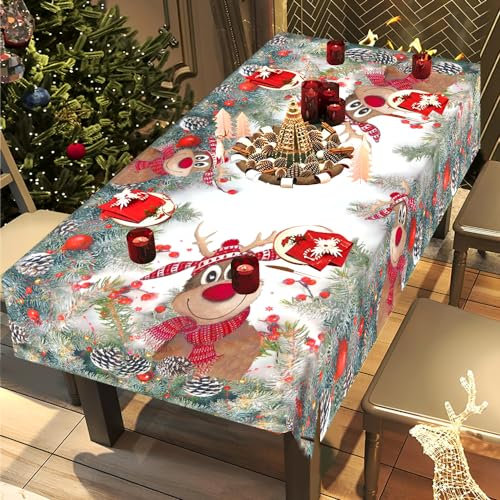 CHEVVY Weihnachtstischdecken 80 * 120CM Tischdecke Weihnachten Rechteckige Lang Weihnachten Tischdecke Tischset für Partys, Essen, Bankett im Freien