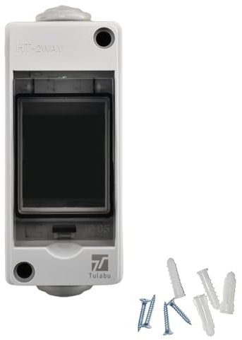 Tulabu Boîte de Disjoncteur 2 Circuits Ip66 PC/ABS Alliage Plastique Boîte de Protection de Distribution Couvercle Transparent Boîte de Distribution Avec Support Mural de Rail DIN