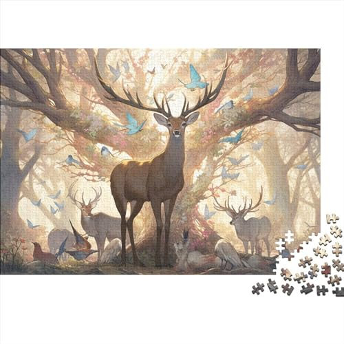 2023 Hölzern Puzzle Magischer Hirsch, Familienurlaub-Puzzle 1000 Teile Puzzles, Hirsch Motif Puzzles,Hausdekoration, Erwachsene