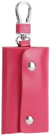 Etui Porte-Clé Cuir,Etuis Porte-Clés de Voiture,Housse de Protection clé de Voiture,Résistant à l'eau Portable Pochette Porte Cles,Porte-clés avec Crochet en métal (Rose foncé)