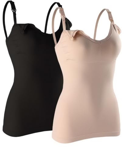 AOOPOO 2 Pack Top da donna per l'allattamento con reggiseno integrato per l'allattamento Sleep, canottiera da donna per l'allattamento Top per l'allattamento Top per la maternità Canottiere di base