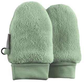 Sterntaler Fäustlinge ohne Daumen aus Teddyflausch mit Bündchen aus Stretchmaterial (Bio) Unisex - Baby und Kinder Handschuhe gefüttert - steingrün, 0