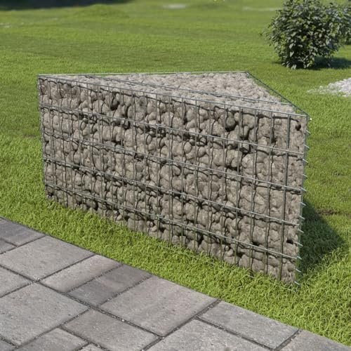 CIADAZ Gabionen-Hochbeet, Gabionenkörbe, Gabionen Hochbeet, Steinkorb, Gabionengitter, Drahtkorb Für Pflanzen, Kräuterspirale Für Garten, Verzinkter Stahl 75×75×50 cm
