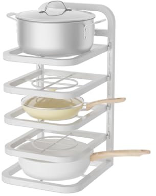 Heikoeco® Töpfe und Pfannen Organizer, Küchen Organizer, Schrank Organizer, Verstellbares Pfannen-Organizer-Regal, Organizer mit 4 Ebenen, Küche, Bad, Büro (Weiß, 5 Ebene)
