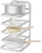 Heikoeco® Töpfe und Pfannen Organizer, Küchen Organizer, Schrank Organizer, Verstellbares Pfannen-Organizer-Regal, Organizer mit 4 Ebenen, Küche, Bad, Büro (Weiß, 5 Ebene)