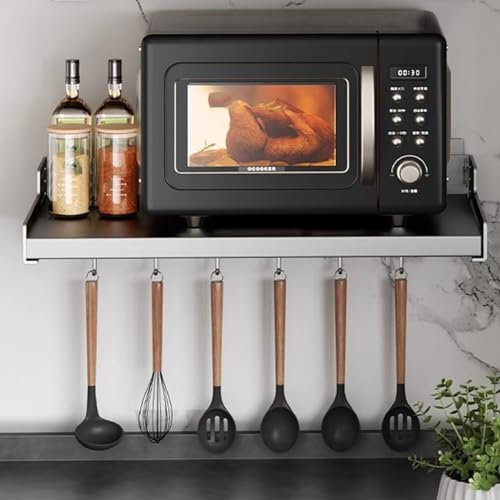 FLIPP Wall Mounted Microwave Oven Shelf, Kitchen Wall Bracket, Multi-functional Wall Mounted Kitchen Organiser (Size : 55cm)
