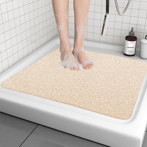 Tappetino Doccia Antiscivolo, Tappetino da Bagno in Luffa, Tappetini Doccia Soft Comfort Tappetino da Bagno Inserto Doccia Antiscivolo (Beige, 60 x 60 cm)