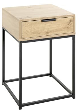 HAKU Möbel Konsole Eiche, schwarz, Metall, Spanplatte - Maße: B 40 cm x H 60 cm x T 40 cm, Style: Modern