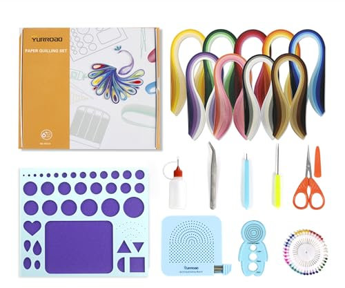 YURROAD Papel Quilling Kit con 900 Tiras de Papel Filigrana 5mm y Quilling Herramientas - BK15