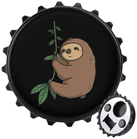 Bonito abridor de botellas con imanes para nevera portátil y fuerte, bonito diseño de perezoso para cocina, decoración del hogar, al aire libre, estilo negro