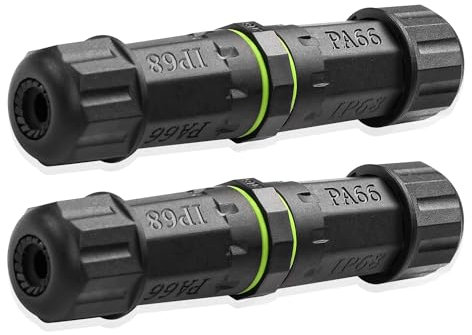JSADZKJ Wasserdichte elektrische Kabelstecker 2 Pin IP68 Outdoor Kabel wasserdicht Koppler Unterstützung für 3,5-10mm Drahtdurchmesser für Outdoor-Werbetafeln Tunnel Lichter 2Pcs (3 polig)