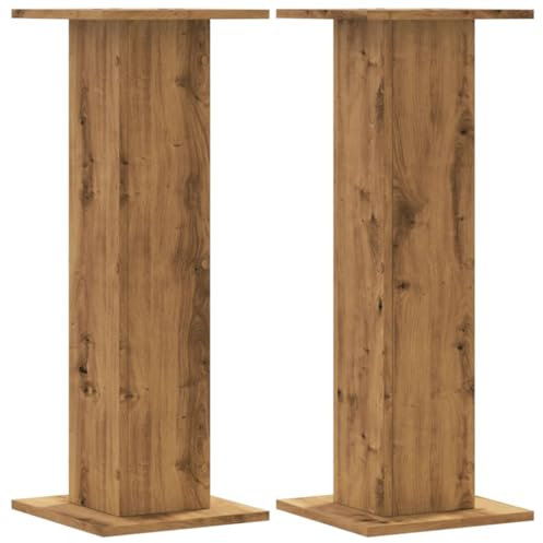 vidaXL Supports de Haut-parleurs 2 pcs chêne Artisanal Bois ingénierie, Support d'enceinte, Support d'enceinte de Bureau, Support d'enceinte HiFi