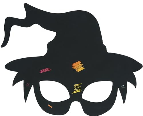 FIESTAS GUIRCA 6 Masken zum Ausmalen (20 cm), Kostümzubehör für Halloween und Kostümpartys, ideal für Kinder und Erwachsene, Augenmaske zum Bemalen und Dekorieren, Schwarz
