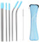 Arcjunys Metal Straws Reusable Straw Stainless Steel Straws Reusable Drinking Straws Metal Straws Drinking Metal Straw Set with Straw Brush and Silicone Tips for Smoothie Milkshake Cocktail 6Pcs