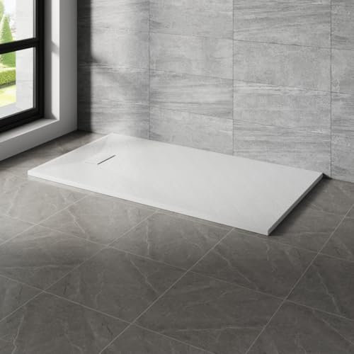 NRG 1500x900mm SMC Rectangle Shower Tray White Slip-Resistance Bathroom Shower Base Easy to Clean