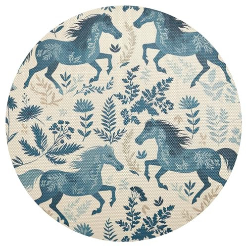Platzdeckchen mit Pferden, waschbar, rund, für Küche, 6 Stück