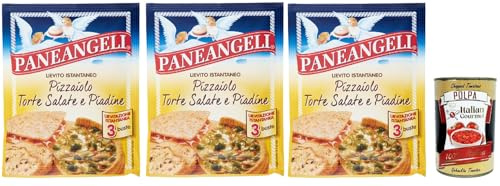 Italian Gourmet Lievito Pizzaiolo Backmischung Torte Salate Piadine 3 x 45g | Hefe sofort für herzhafte Kuchen und Fladenbrot, miscela istantanea pratica, Gesamtnettogewicht 135 g + Kostenlos Polpa 400g