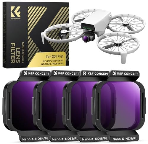 K&F Concept 4 Pezzi 2 in 1 Set di Filtri per DJI Flip, Densità Neutra&Polarizzatore ND&PL, con Filtro ND8&PL ND16&PL ND32&PL ND64&PL, Vetro Ottico HD Multistrato/Telaio in Alluminio, Accessori