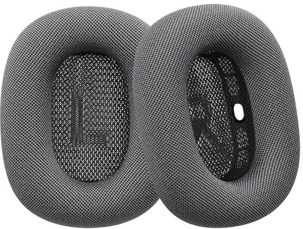 kwmobile 2X Ohrpolster für Apple AirPods Max Polster - Ersatz Kopfhörer Polster aus Mesh für Over Ear Headphones Dunkelgrau