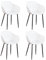 JZGORC Pack de 4 Silla de Comedor, Sillas de Cocina con Reposabrazos, con Respaldo Hueco y Asiento de Polipropileno, Adecuada para Salón, Balcón, Jardín - Blanco