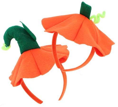 HEALEEP 2 Stück Halloween-kürbis-stirnband: Kürbishut-haarbänder aus Stoff für Kostümpartys, Orange, 21,8 X 20,3 Cm