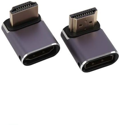 2 Piezas Adaptador HDMI 90 Grados y 270 Grados, Conector HDMI Macho a Hembra, Chapados en Oro con Indicador LED, Extensor HDMI 2.1 de 48 Gbps Compatible con 8K@60Hz 4K@120Hz para PS5 Xbox HDTV Monitor