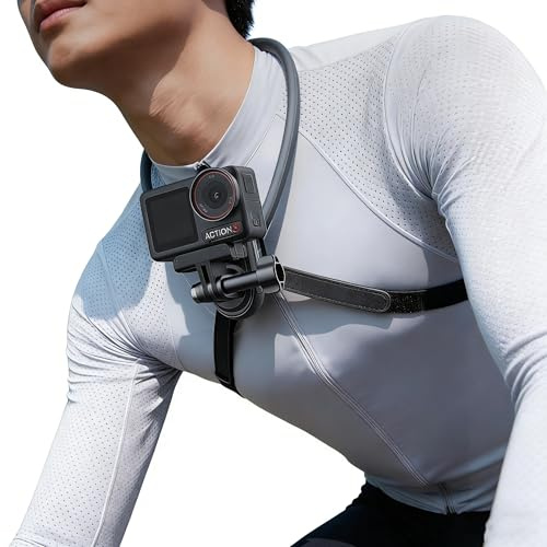 LKTOP Osmo Pocket 3/Nano Neck Mount with Chest Strap for DJI Osmo Action/360 Quick Release Hanging Necklace Xtra Muse/Insta360/GoPro Body Strap Hands-Free POV Vlog Holder for Action Camera Accessories