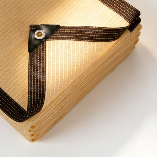 Telo Ombreggiante Occhiellato 250 x 500 cm Protezione Solare, Resistente Ai Raggi UV Telo Coprente Traspirante Rete da Ombreggiatura per Colture Serre Esterno Giardino, Color Crema