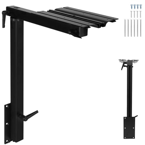 HTU Aluminium Tischbein, abnehmbar, 360° drehbar, höhenverstellbar, for Yachten, Wohnwagen, Wohnmobile (schwarz)