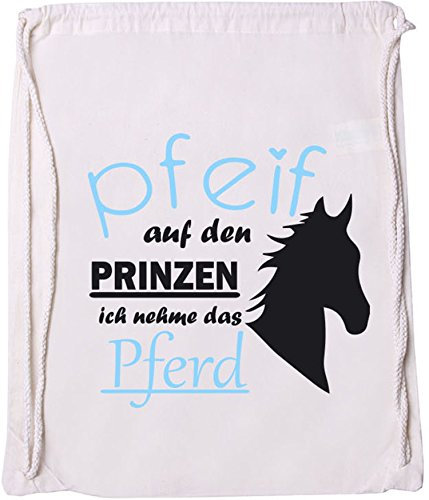 EZYshirt® Pfeif auf den Prinzen ich nehm das Pferd Baumwoll Stoffbeutel