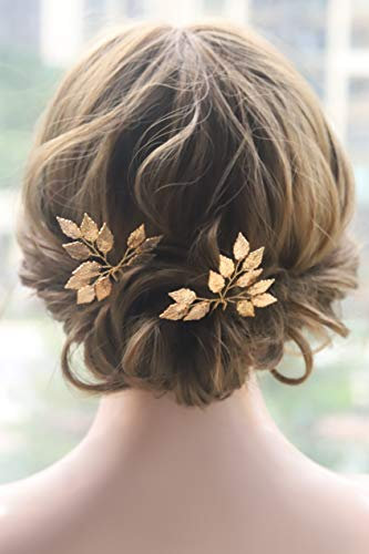 Kercisbeauty - Lot de 2 broches à cheveux en forme de feuilles pour mariage, demoiselles d'honneur, bal de fin d'année