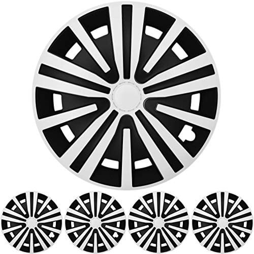 4X Premium Design Radkappen Radzierblenden Set 'Spinel' 16 Zoll Weiß/Schwarz