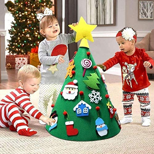 Easy Bravo 3D Arbol de Navidad de Fieltro, DIY Navidad Decoración Colgante Año Nuevo Regalo para Niños… (3D-65 * 45cm)