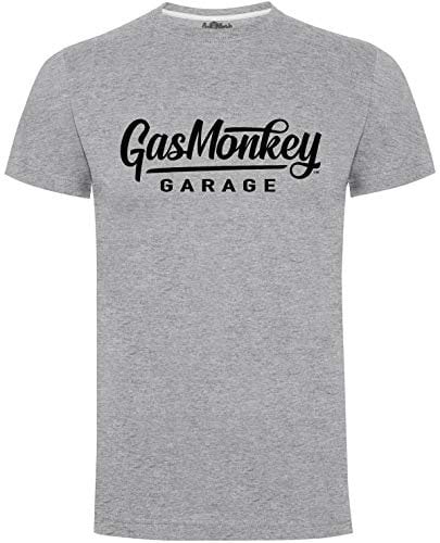Gas Monkey Garage T-Shirt Large Script Logo Grey-S