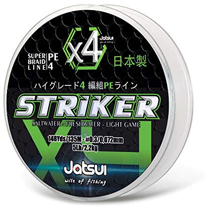 Jatsui Striker X4 Filo da Pesca, Verde, 0.18 x 135 m