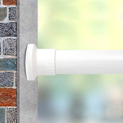 Tension Rod Shower Rail Curtain Poles, Shower Curtain Rail Heavy Duty Room Divider Curtain Rod, Adjustable Bathroom Rust Free Extendable Window Tension Rod (White, 70-110CM)