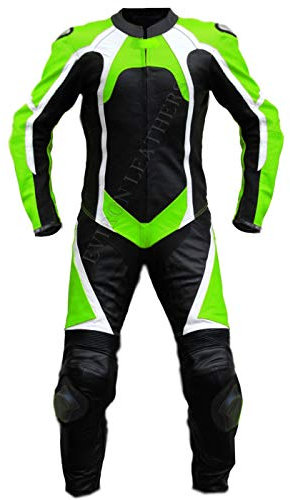 Tuta da motociclista in pelle e pantaloni da motociclista (S, verde)