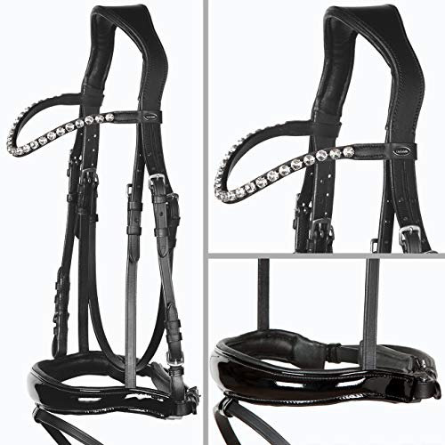 Heinick-Reitsport Trense Soft Competition Schwarz Lack ~ Glow-Silver ~ Vollblut