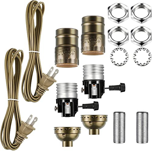 Honoson Lamp Rewire Lamp Rewire Lamp Parts with 3 Way Socket Matching Cord and Essential Hardware Wiring Kit for Table Floor DIY Design Repair Light Do It Yourself (Bronze)