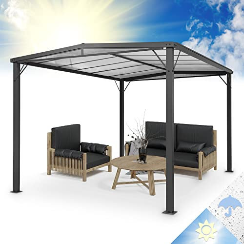 Blumfeldt Pavillon 3x4 m, Aluminium-Pavillon mit Dach aus Polycarbonat, Wasserdicht, Stabil & Winterfest, Pergola Freistehend, Gartenpavillon für Terrasse & Balkon, Grillüberdachungen