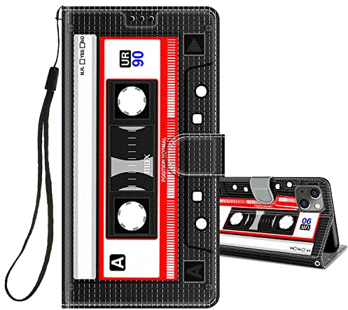 HopMore Flip Case for iPhone 13 / iPhone 14 - Radio PU Leather & Silicone Protective Wallet Case with Kickstand & Card Slot