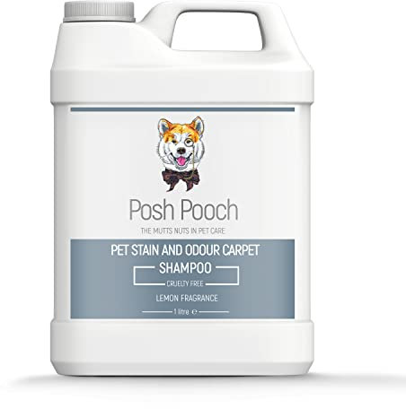 Stain & Odour Carpet Shampoo Posh Pooch® All Surface 3 in 1 Cleaner Odour Neutraliser & Prevents Re-Soiling For Dogs Cats Pets, Eliminates Dirt, Urine, Faeces & Vomit Stains Remover Enzyme Free