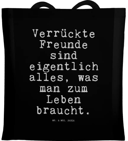 Mr. & Mrs. Panda Tote Bag Verrückte Freunde sind eigentlich... - Geschenk, beste Freundin, Jutebeutel, Kumpels, Einkaufstasche, Unitasche, Schultasche, Tasche, Freundinnen, Sprüche